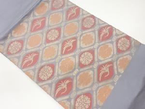 襷に花々模様織出し名古屋帯